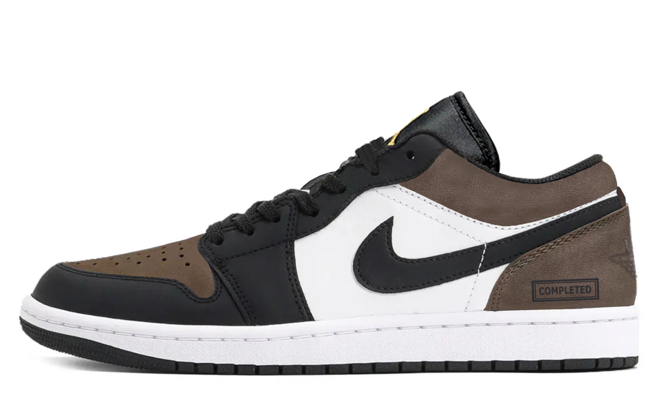 Jordan Air Jordan 1 Abrasion Resistant Low top Vintage Basketball Shoes Unisex Black Brown