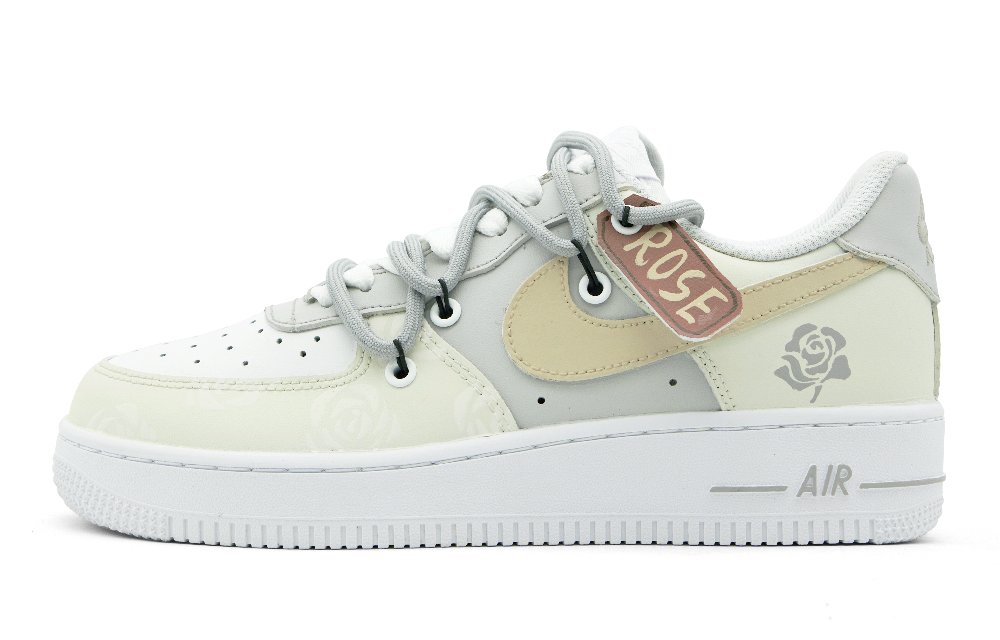 Nike Air Force 1 Slip-Resistant Cushioning Lightweight Low-Top Skateboard Shoes Women's Beige Gray