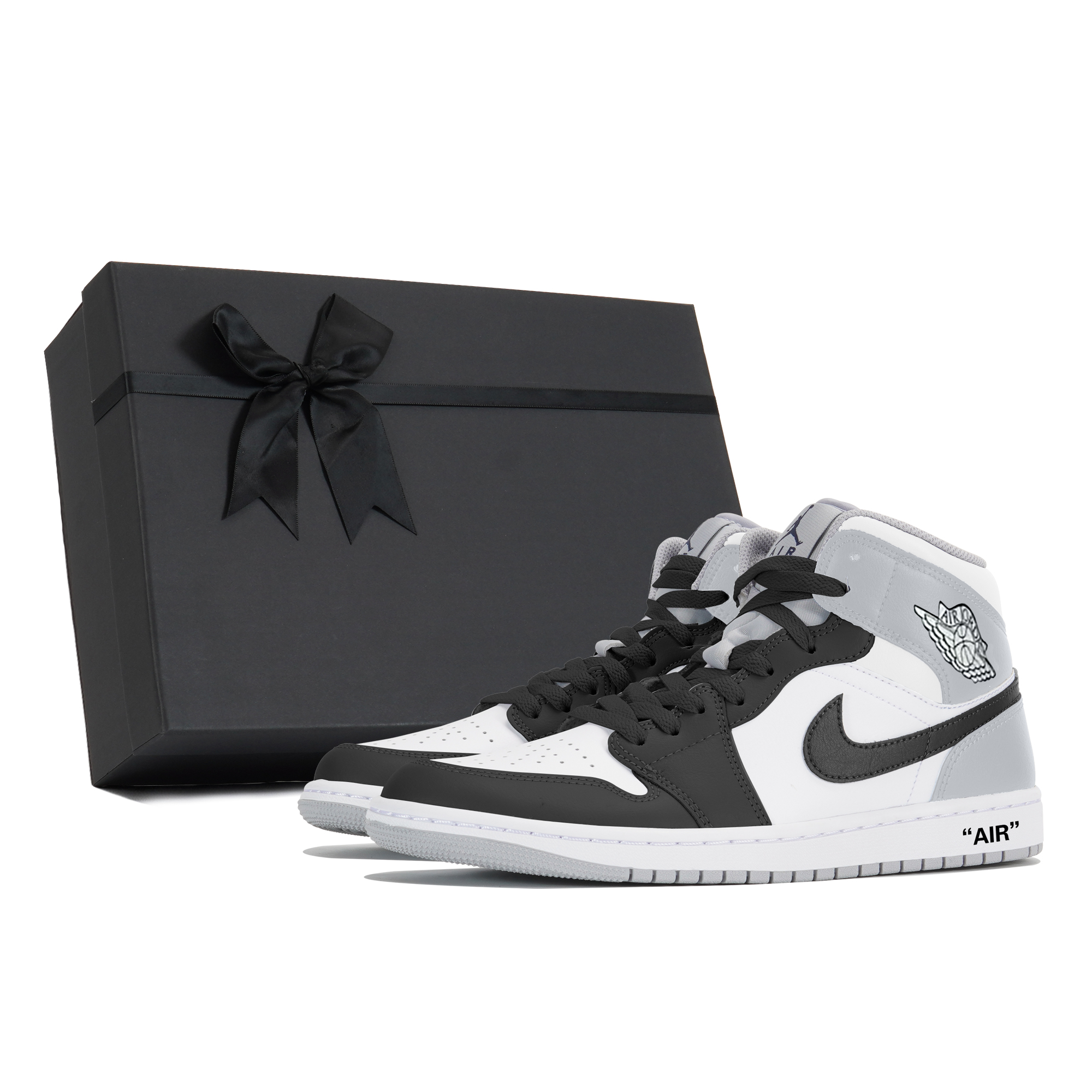 Jordan Air Jordan 1 Wear-Resistant Mid-Top Vintage Basketball Shoes Men's Gray Black купить в интернет-магазине Yoocart с быстрой доставкой по России.