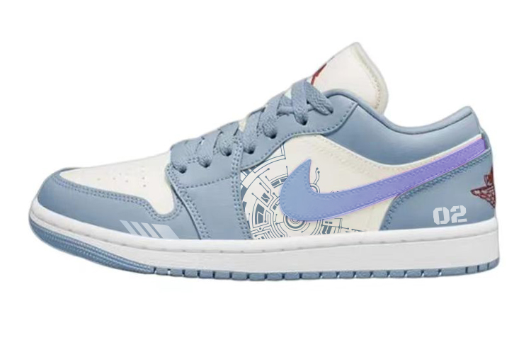 Jordan Air Jordan 1 Durable Breathable Low-Top Vintage Basketball Shoes Women's Blue White