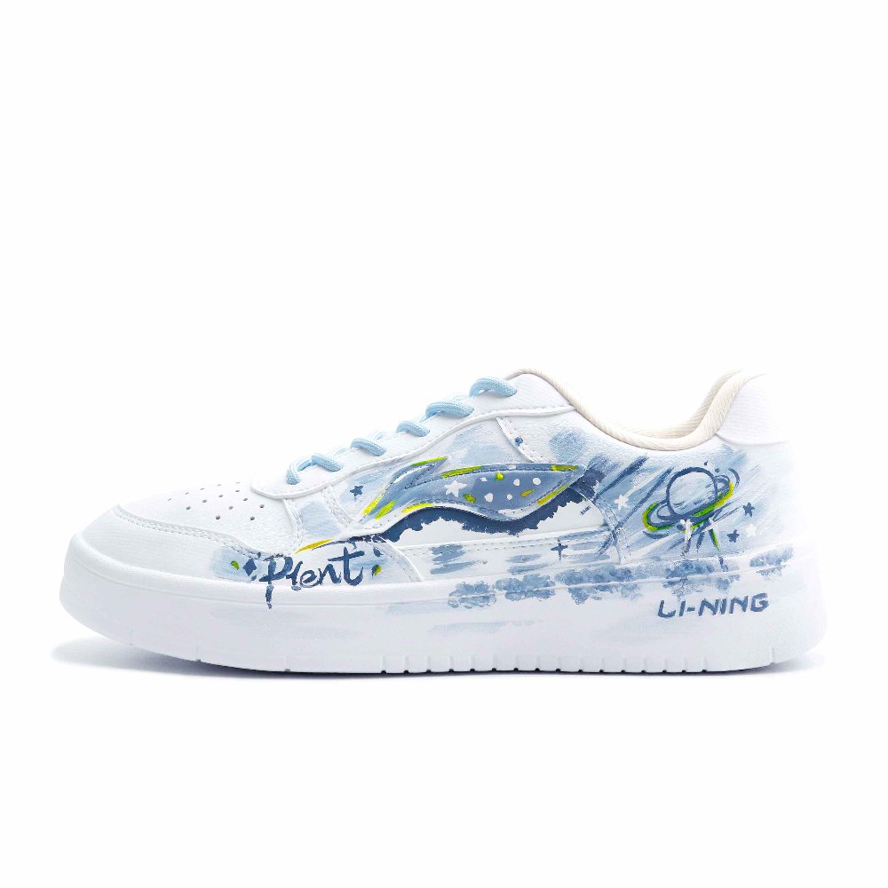 LiNing Pontoon Boats Blue Planet Coverage Abrasion Resistant Lightweight Low Top Skateboard Shoes Unisex Blue White
