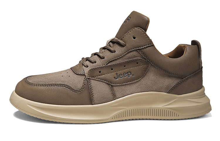 Jeep Skateboard Shoes Men Low Top Dark Sand