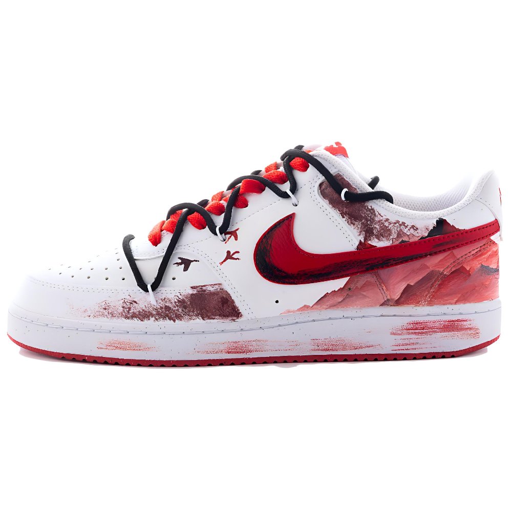 Nike Court Vision Wear-Resistant Low-Top Skateboard Shoes Men's White Red
