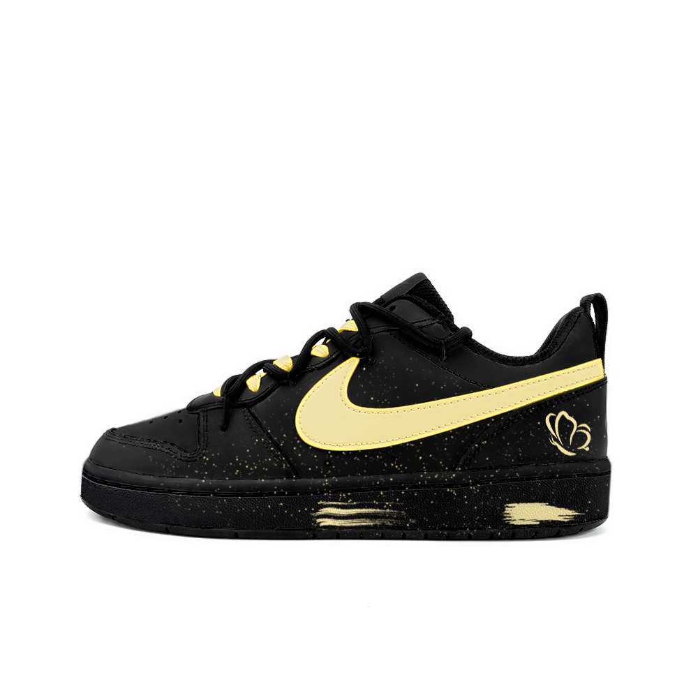 Nike Court Borough Grilled Coconut Flakes Junzi Non-slip Lightweight Low-Top Skateboard Shoes GS Black Yellow
