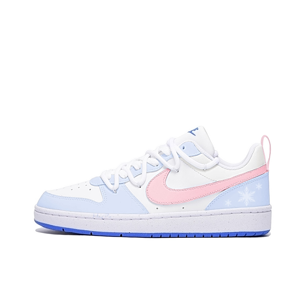 Nike Court Borough Low Half Sugar Milk Amber Anti Slip Wear Resistant Low Top Skateboard Shoes GS White Pink Blue