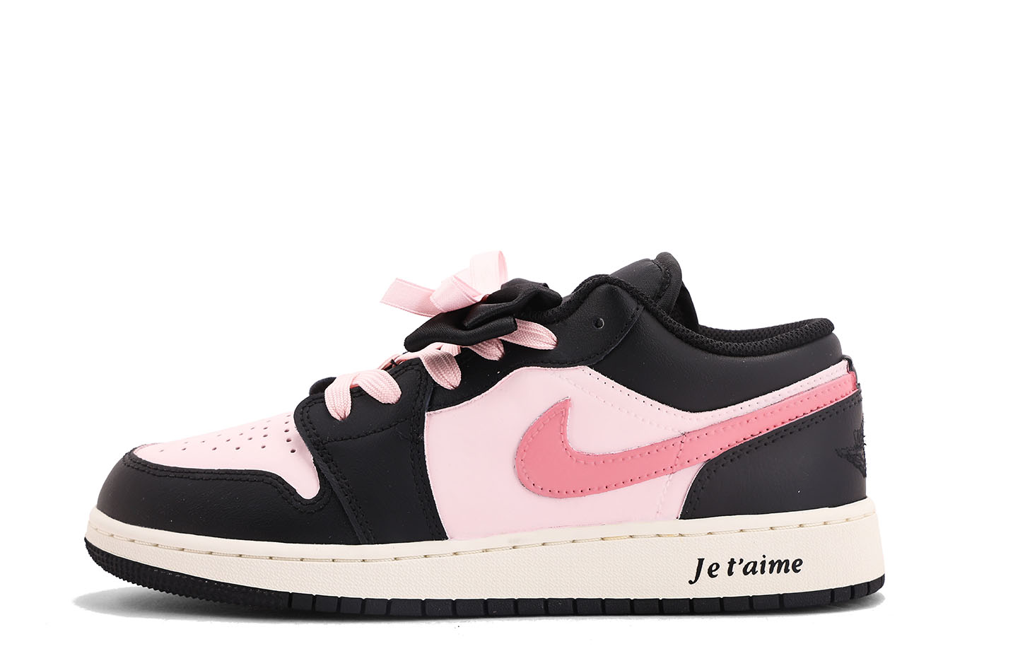 Jordan Air Jordan 1 Abrasion Resistant Coverage Low top Vintage Basketball Shoes Women's Black Pink