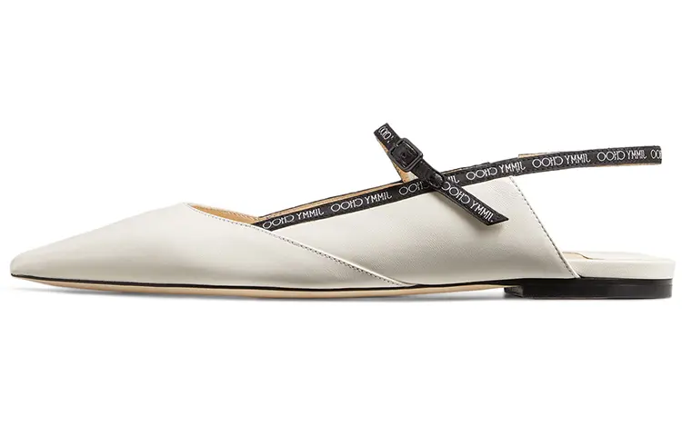 Jimmy Choo Ree Flat Closed Toe Slippers Women's Ecru