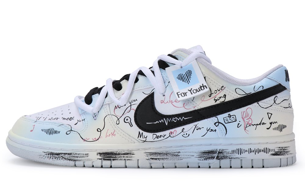 Nike Dunk 811 Manufacture Handwritten Letter Blue Low-Top Skateboard Shoes Men's Blue White Yellow Black