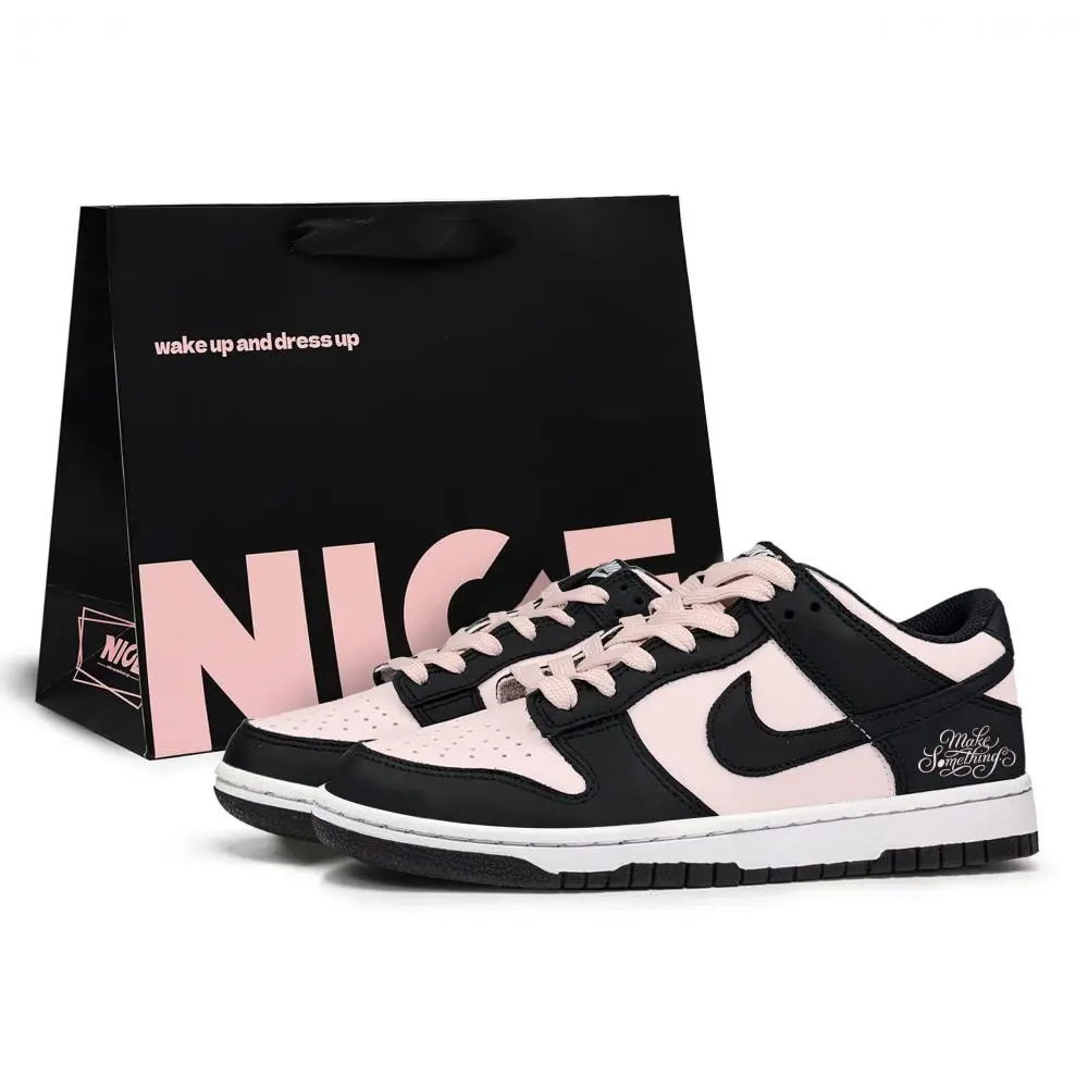 Nike Dunk Abrasion Resistant Low top Skateboard Shoes Women's Black Pink