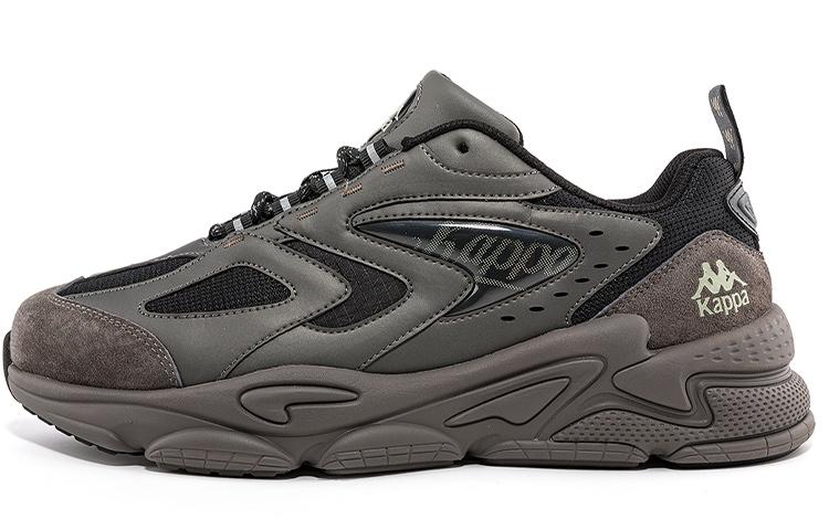 Kappa Cushioning Anti-Slip And Wear-Resistant Low-Top Chunky Sneakers Unisex Gray Black