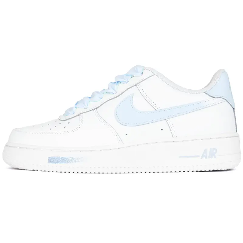 Nike Air Force 1 White Blue Air Force Abrasion Resistant Low top Skateboard Shoes Unisex
