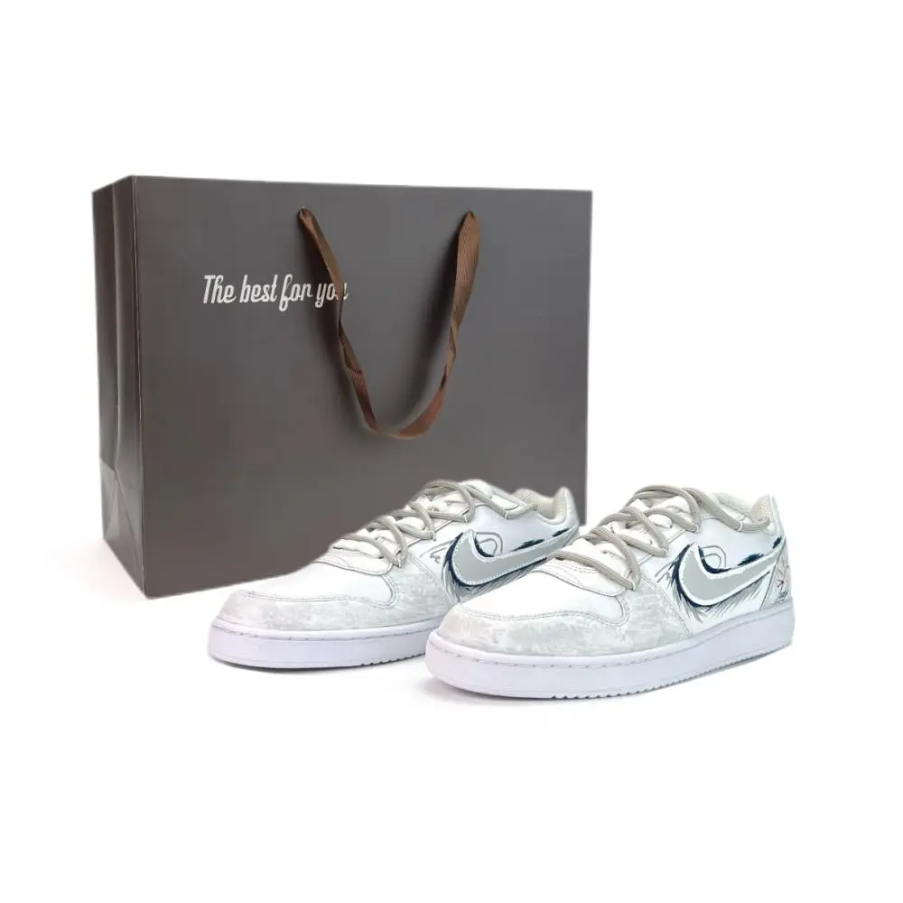 Nike EBERNON Cloud Ink · Reflecting Dawn Cushioning, Wear Resistant Low top Skateboard Shoes Unisex Black White Gray
