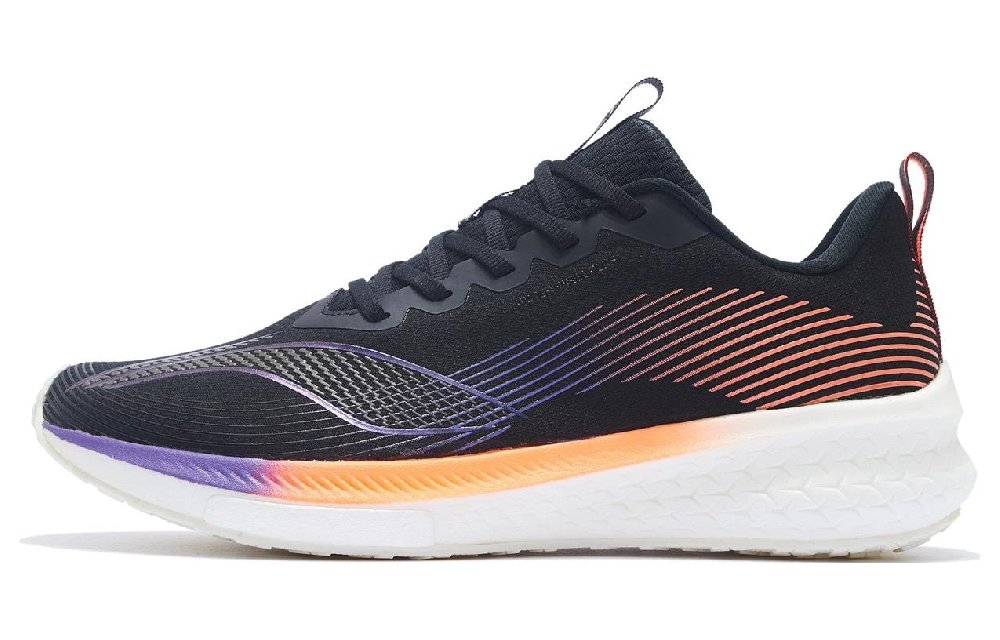 LiNing Red Hare 5 Pro Cushioning Slip Resistant Lightweight Rebound Low Top Running Shoes Men's Black Purple Orange