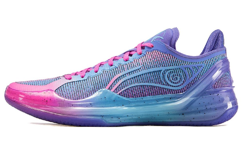 LiNing Blade 4V2 Cushioning Slip Resistant Lightweight Rebound Low top Performance Basketball Shoes Men's Blue Purple