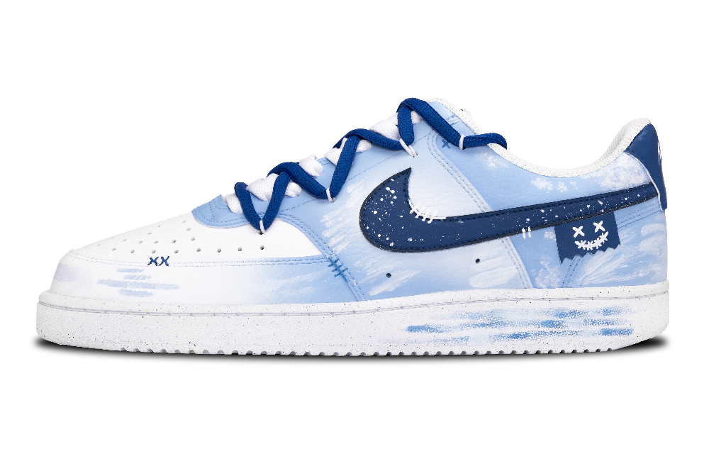Nike Court Vision Low Slip Resistant Low Top Skateboard Shoes Men's Blue White