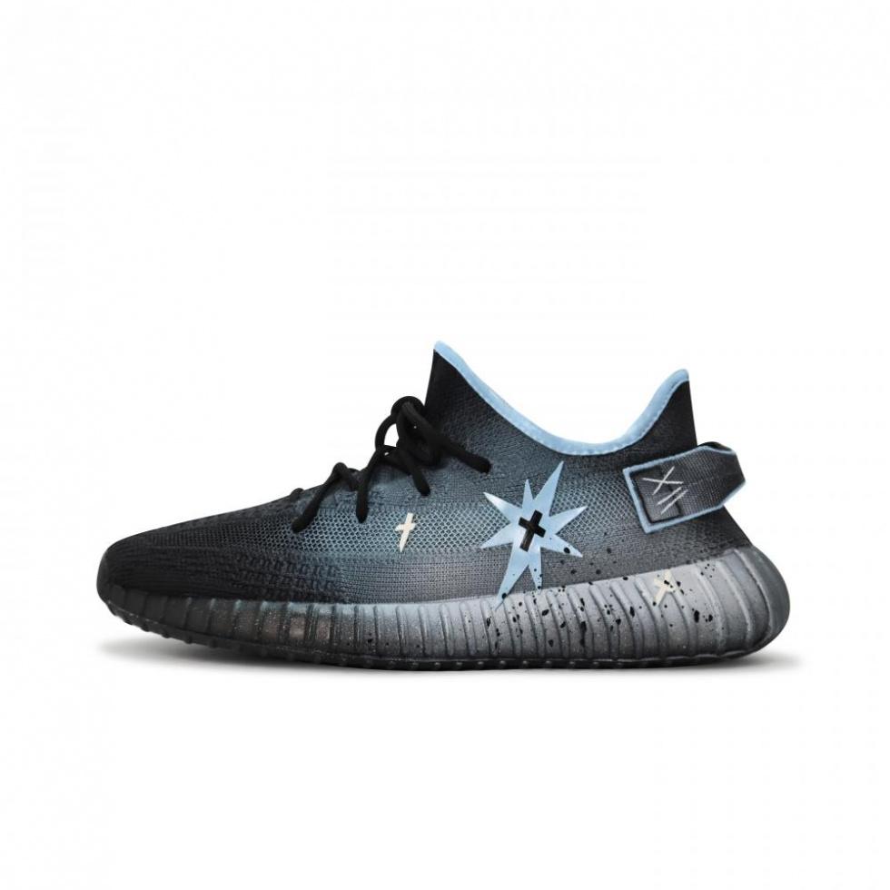 Adidas Originals Yeezy Boost 350 V2 Casual Shoes Unisex Low-Top Black/Blue/Silver