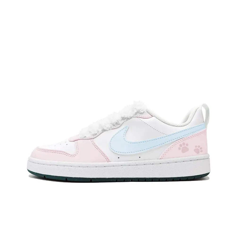 Nike Court Borough Meow Claw Sweetheart Slip Resistant Shock Absorbers Low top Kids' Skateboarding Shoes Women's Blue