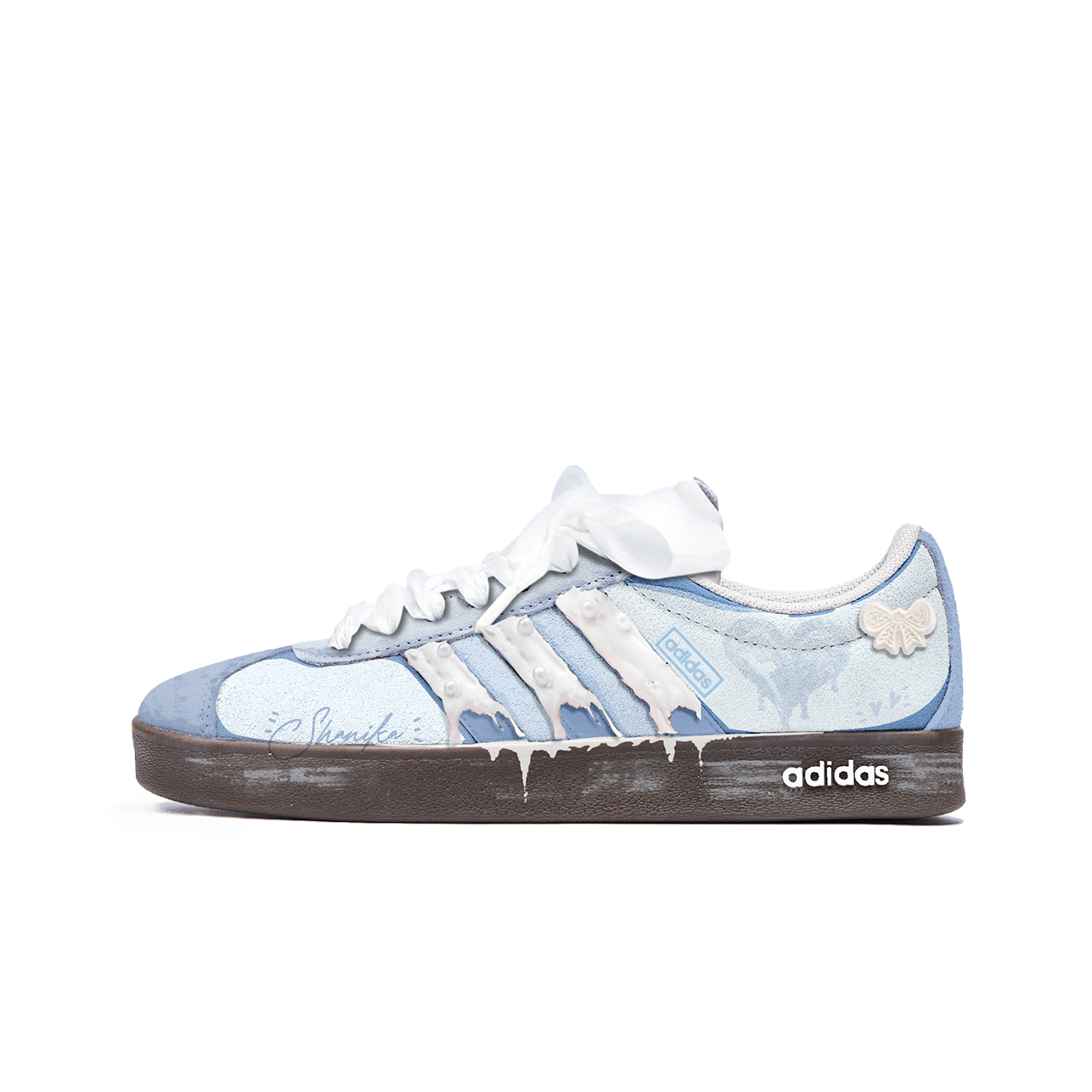 Adidas Neo VL Court 2.0 Heartfelt Solution Shock Absorbers Low Top Skateboard Shoes Unisex Blue Brown купить в интернет-магазине Yoocart с быстрой доставкой по России.