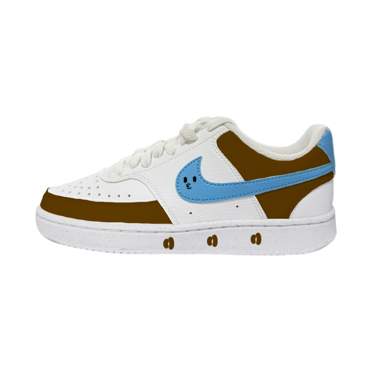 Nike Court Vision 1 Low Next Nature Coffee Beans Low top Skateboard Shoes Women's White Blue Brown