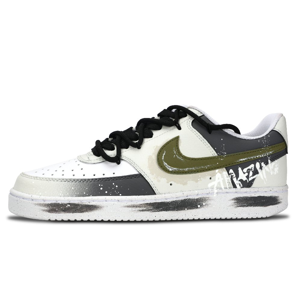Nike Court Vision 1 Bamboo Shadow Graffiti Abrasion Resistant Low Top Skateboard Shoes Unisex Green