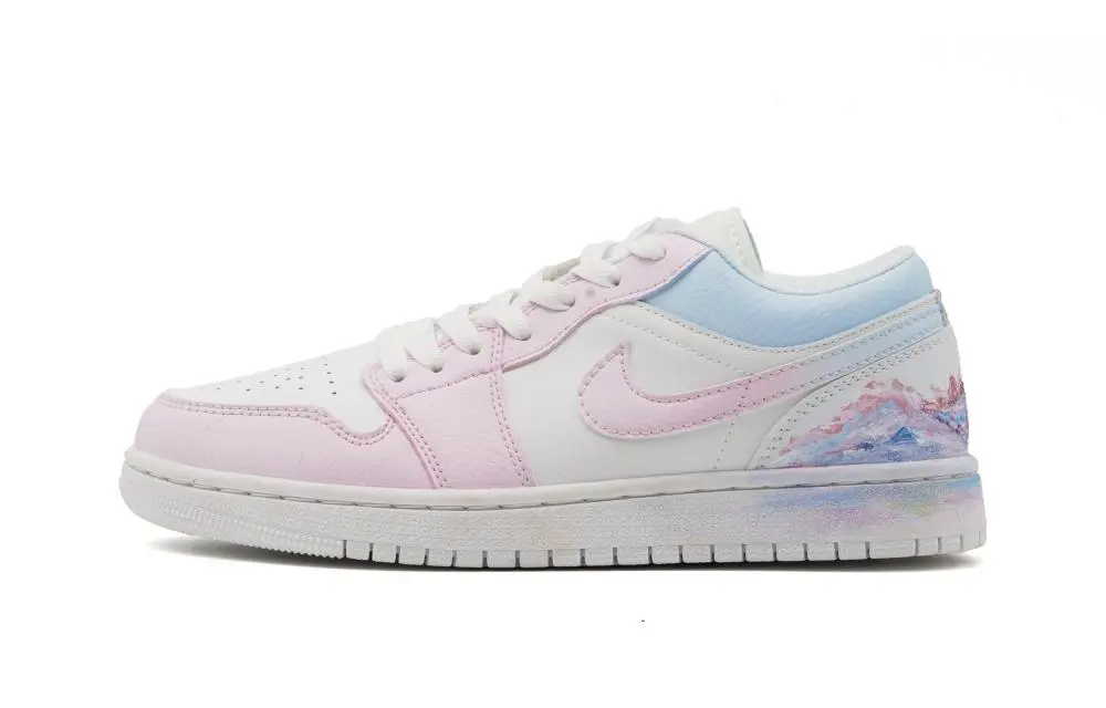 Jordan Air Jordan 1 Abrasion Resistant Low top Vintage Basketball Shoes Women's Blue Pink