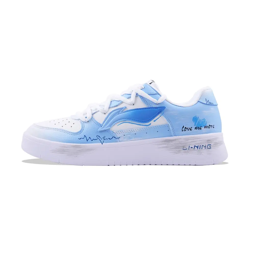 LiNing Pontoon Boats Abrasion Resistant, Lightweight, And Breathable Low top Skateboard Shoes Unisex White Blue