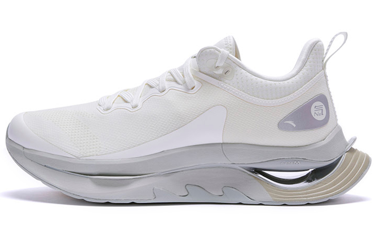 Anta Cushioning, Slip Resistant, Abrasion Resistant, Breathable, Lightweight, Rebound Low Top Running Shoes Men's White