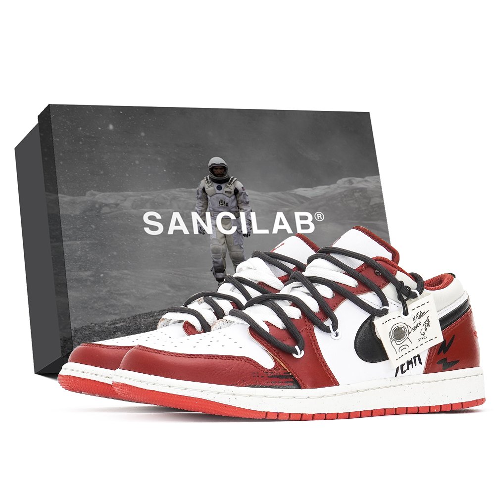 Jordan Air Jordan 1 Low Top Vintage Basketball Shoes Men's White Red