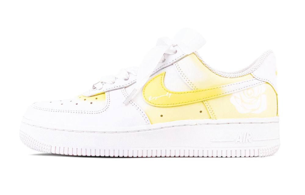 Nike Air Force 1 Anti-Slip And Wear-Resistant Lightweight Low-Top Skateboard Shoes Women's Yellow White
