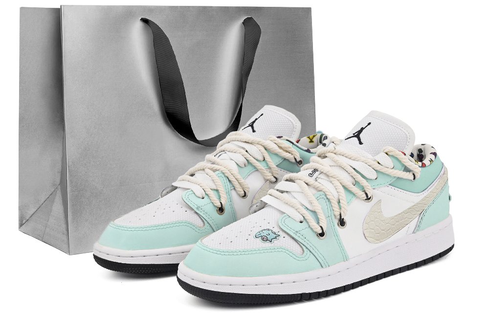 Jordan Air Jordan 1 Low-Top Vintage Basketball Shoes GS Cyan