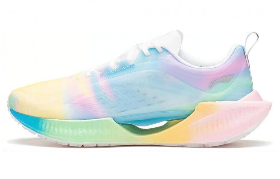 LiNing Super Light 19 Cushioned Anti-Slip Wear-Resistant Breathable Lightweight Low-Top Running Shoes Women's Pink Blue