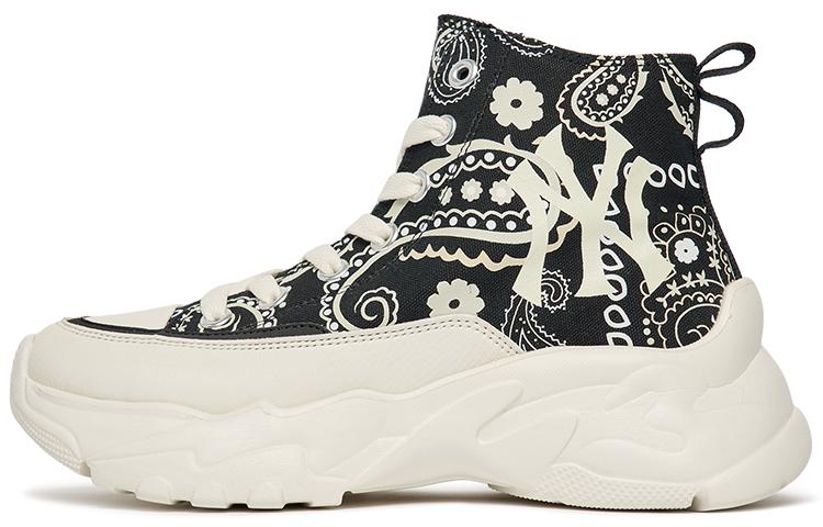 MLB Chunky High Slip Resistant, Abrasion Resistant Cushioning High Top Canvas Shoes Unisex White Black