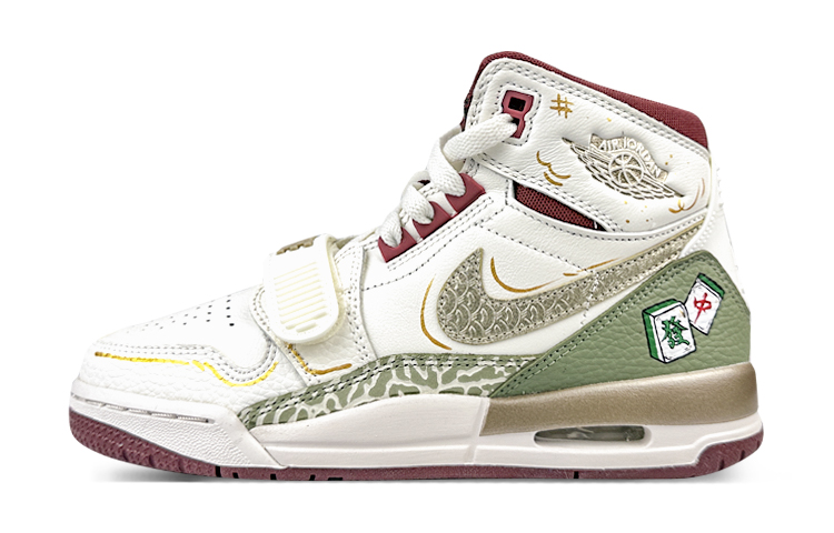 Jordan Legacy 312 Cushioned Slip-Resistant High-Top Vintage Basketball Shoes Women's White Green
