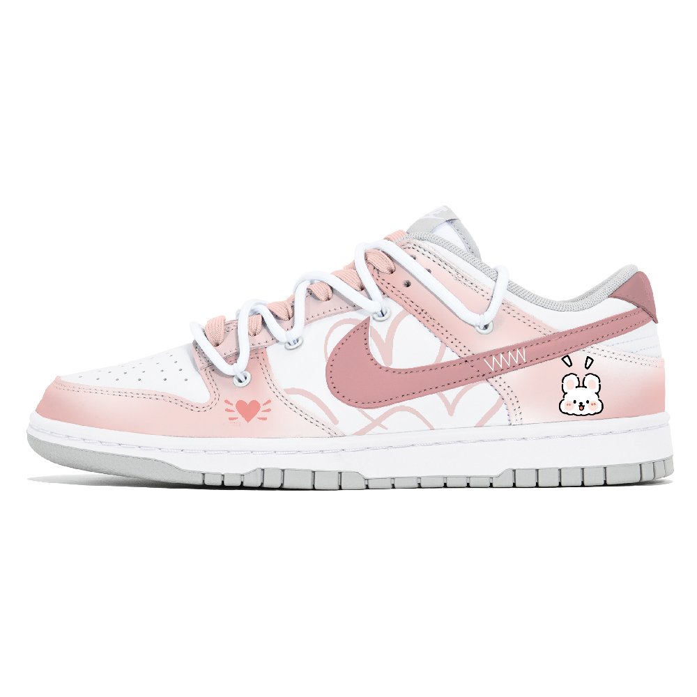 Nike Dunk Anti-Slip Wear-Resistant Low-Top Skateboard Shoes Women's White Pink