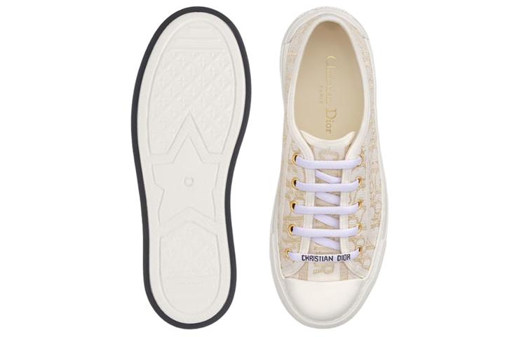 DIOR Walk'n'Dior Platform Shoes Low Top Stylish Skateboarding Shoes Women's White Gold купить в интернет-магазине Yoocart с быстрой доставкой по России.