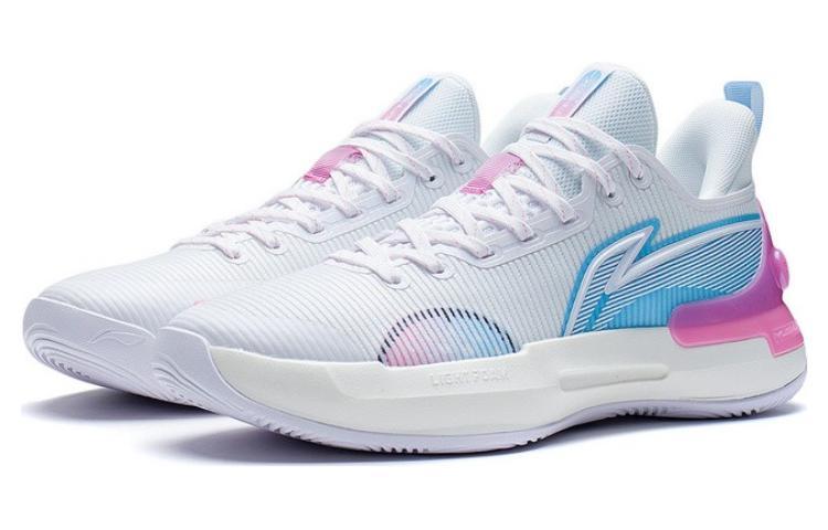 LiNing YuShuai Retro South Beach Anti-Slip Wear-Resistant Low-Top Basketball Shoes White Blue Pink