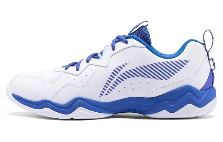 LiNing CS6 Slip Resistant, Abrasion Resistant, Breathable Low Top Badminton Shoes Unisex White Blue