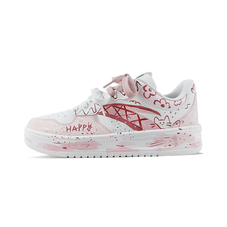 Anta Relaxed Slip Resistant Shock Absorbers Low Top Skateboard Shoes Unisex Pink