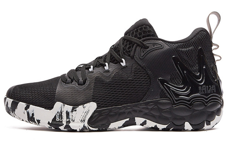 361° LAVA Cushioning Slip Resistant And Abrasion Resistant Mid Top Performance Basketball Shoes Men's Black White