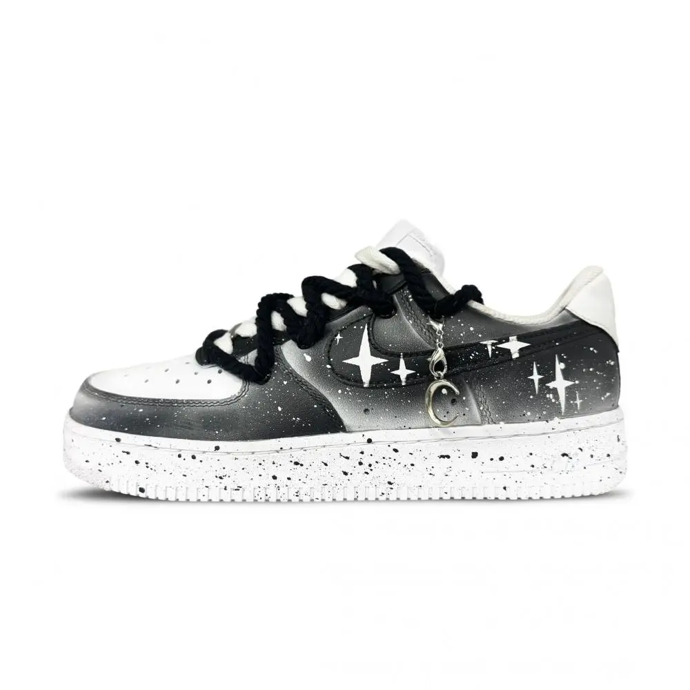 Nike Air Force 1 Night Starry Sky Abrasion Resistant Low top Skateboard Shoes Women's Black White