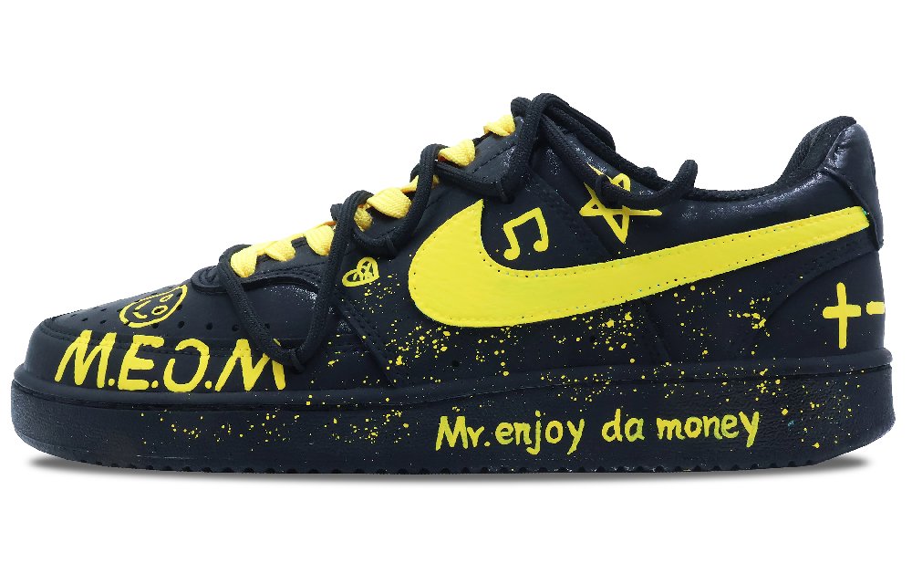 Nike Court Vision Non-slip Lightweight Low-Top Skateboard Shoes Unisex Black Yellow