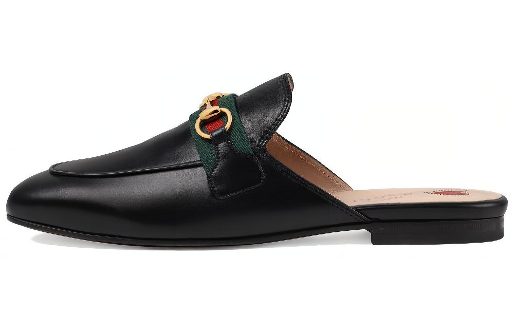 GUCCI Princetown Slipper Black Web Leather Women's
