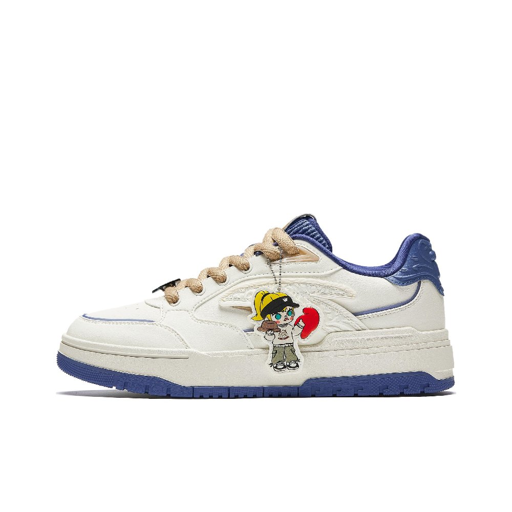 POP MART x Anta Molly Anti-Slip Wear-Resistant Low-Top Skateboard Shoes Women's White Blue