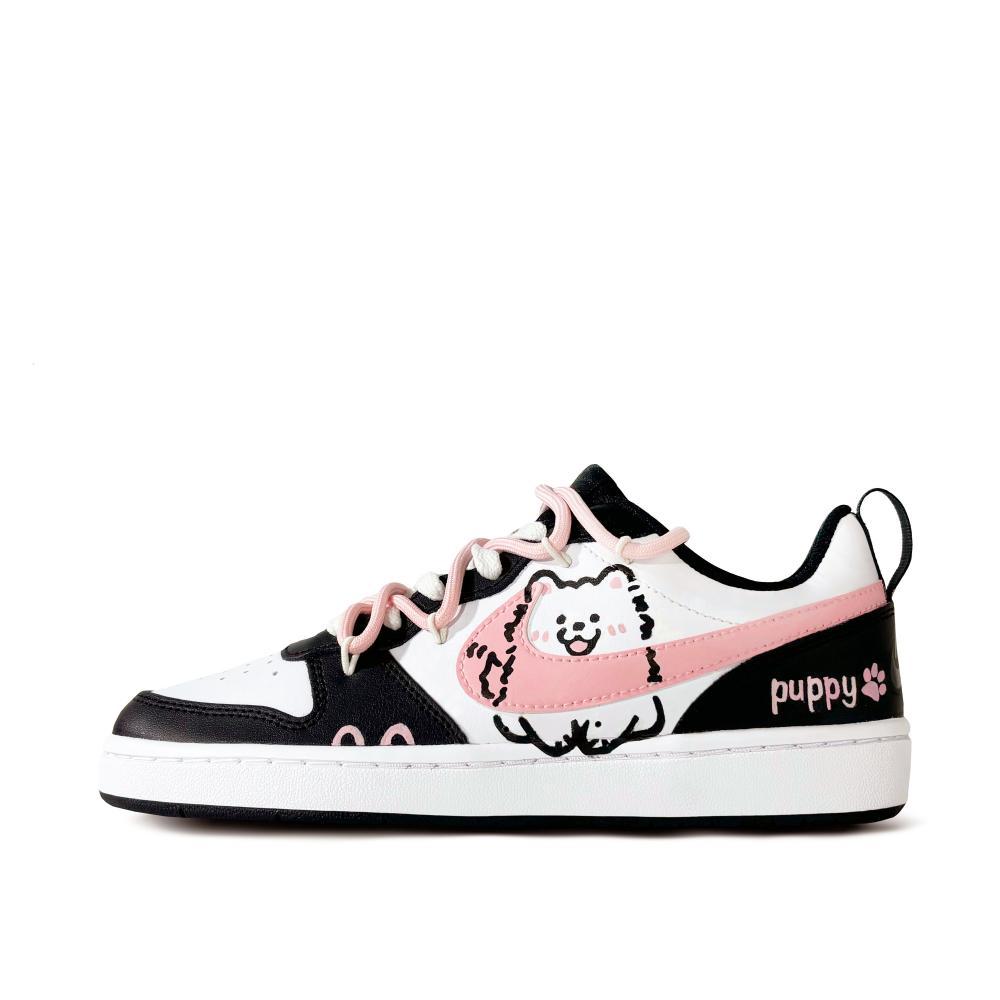 Nike Court Borough Samoyed Low Top Skateboard Shoes GS Black Pink