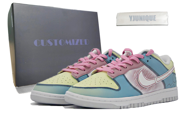 Nike Dunk Slip Resistant Cushioning Abrasion Resistant Low Top Skateboard Shoes Men's Blue Yellow