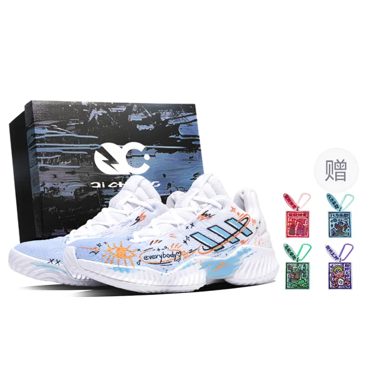 Adidas Pro Bounce 2018 Cushioning, Wear Resistant Low top Basketball Shoes Men's White Blue