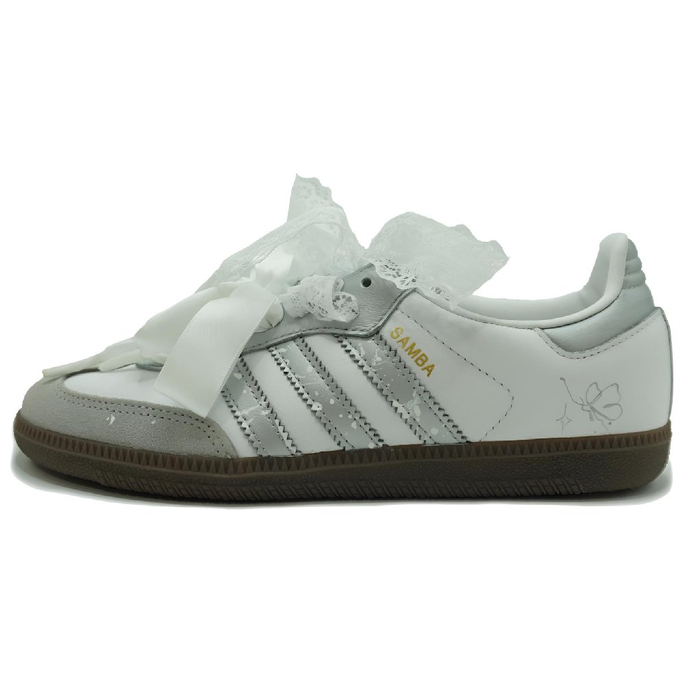 Adidas Originals SAMBA OG Abrasion Resistant Low Top Skateboard Shoes Unisex Silver White Gray