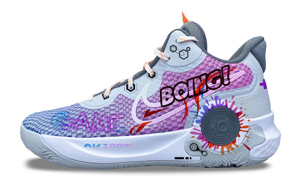 Nike KD Trey 5 IX Cushioning Anti-Slip Wear-Resistant Breathability Mid-Top Basketball Shoes Unisex Blue Purple