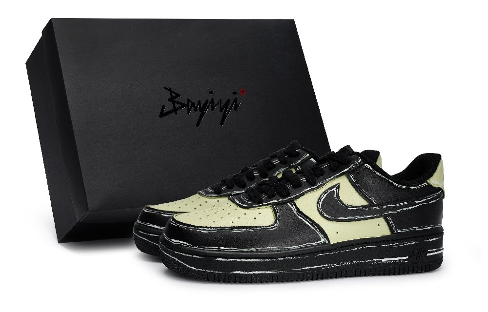 Nike Air Force 1 07 Special Shoe Box Anti-Slip Wear-Resistant Low-Top Skateboard Shoes Unisex Black Beige Yellow