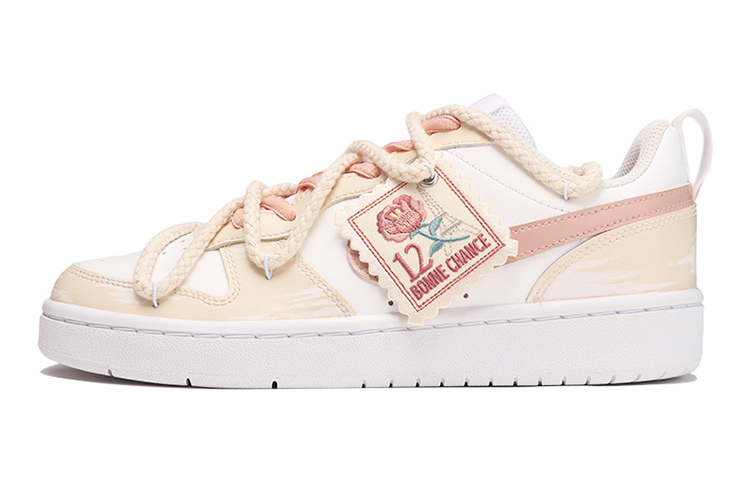 Nike Court Borough Skateboard Shoes GS Beige Pink White